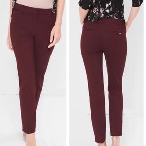 White House Black Market The Slim Ankle Modern Fit Burgundy Pants